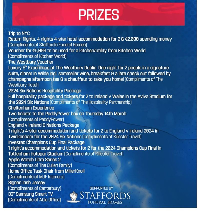 Tickets Still on Sale for the Clontarf Rugby Club SuperDraw 
